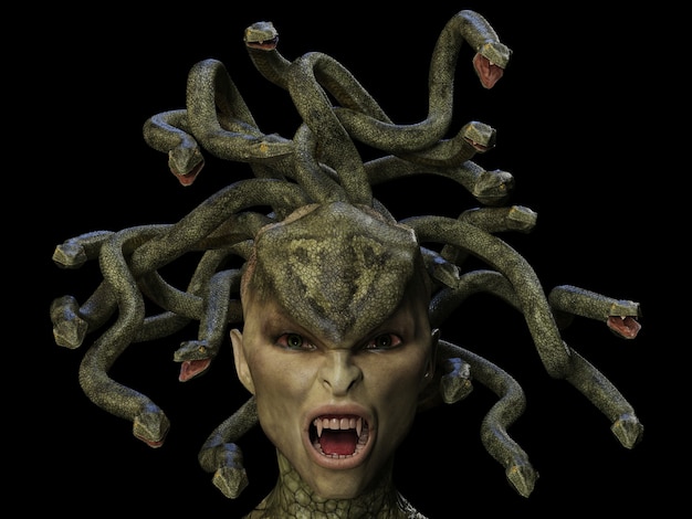 Photo head medusa gorgons 2. 3d illustration