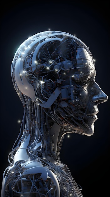 A head of a robot with the word ai on it