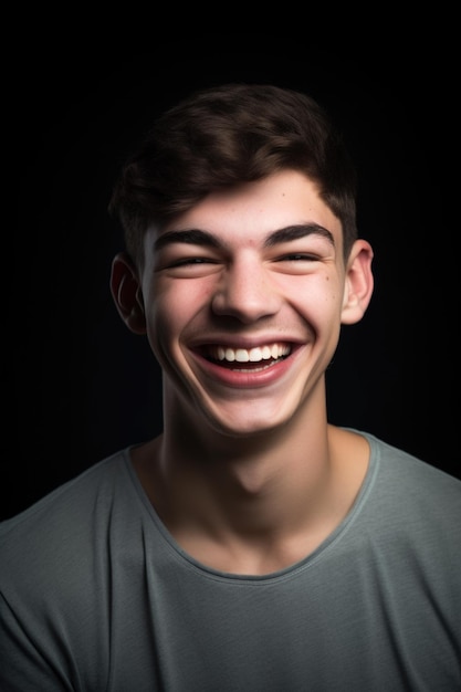 Head and shoulders shot of a happy young man in the studio created with generative ai