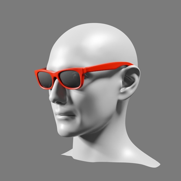 Head with sunglass black and white 3d trendy Modern contemporary art clipping path