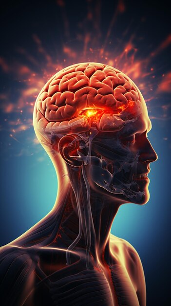 Headache Strain 3D Brain Illustration