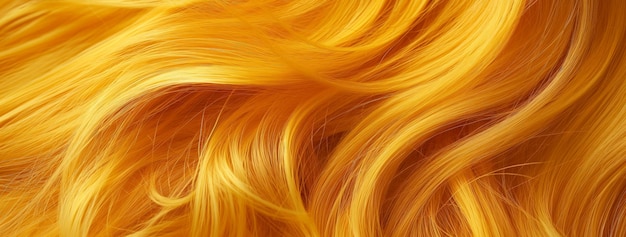 Header with womans bright yellow hair Close up view of a wavy shiny curls Hair colouring