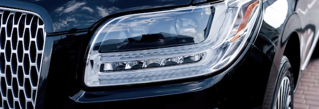 Headlight of prestigious black car