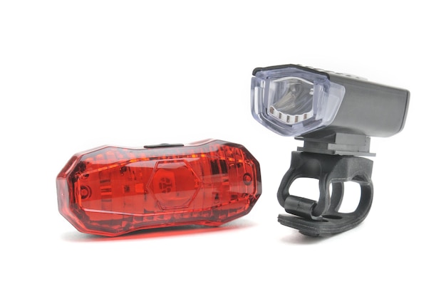 Headlights and stop lights for bike on isolated white background