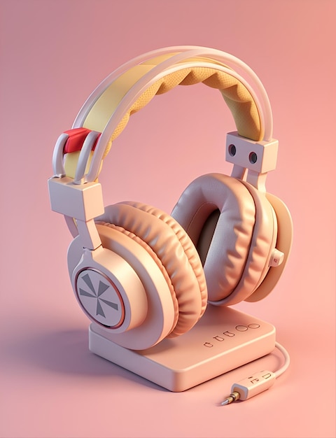 Headphone theme isometric 3d design highly detailed