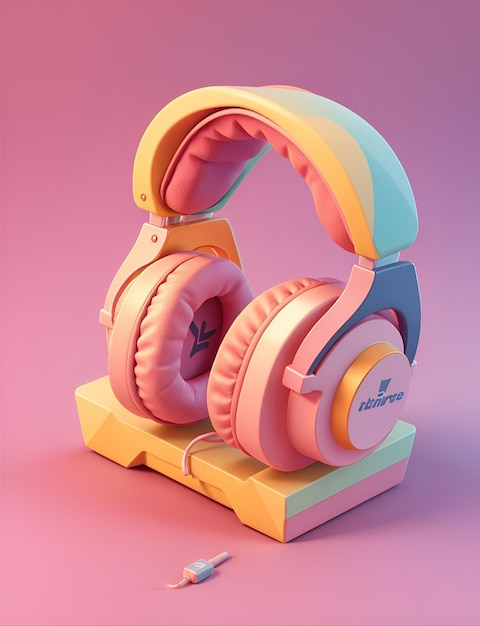 Headphone theme isometric 3d design highly detailed