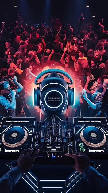 Headphone with mixer concertmusic party made by artificial intelligence