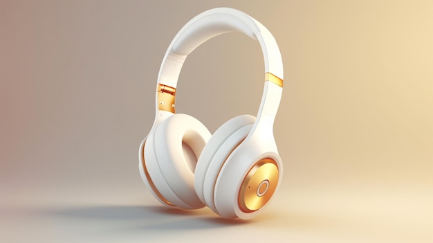 Headphones 3d render music lover minimalistic background