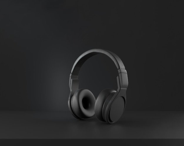 Headphones on black background