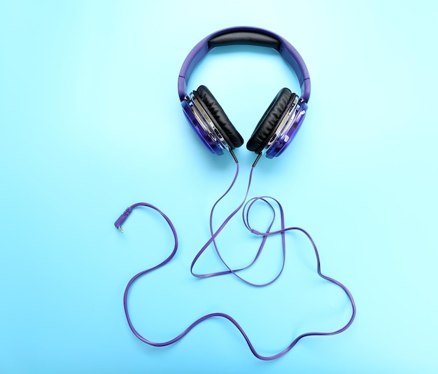 Headphones on blue background