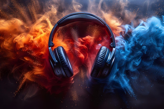 Headphones on Colorful Background