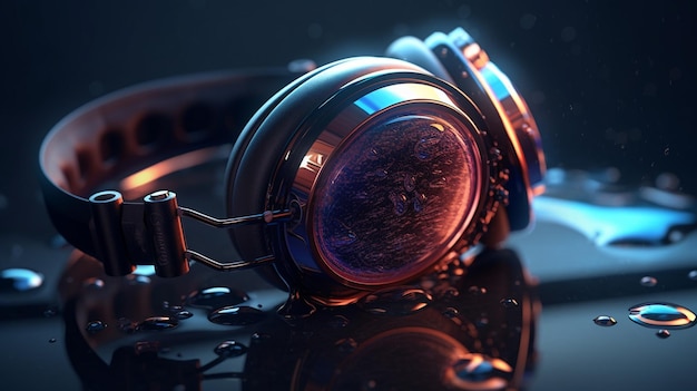 Headphones on a dark background The concept of listening to musicgenerative ai