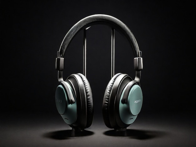 Headphones displayed against a dark background