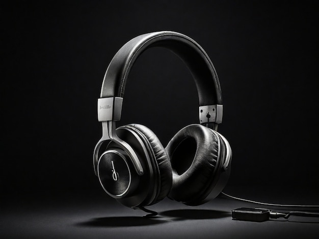 Headphones displayed against a dark background