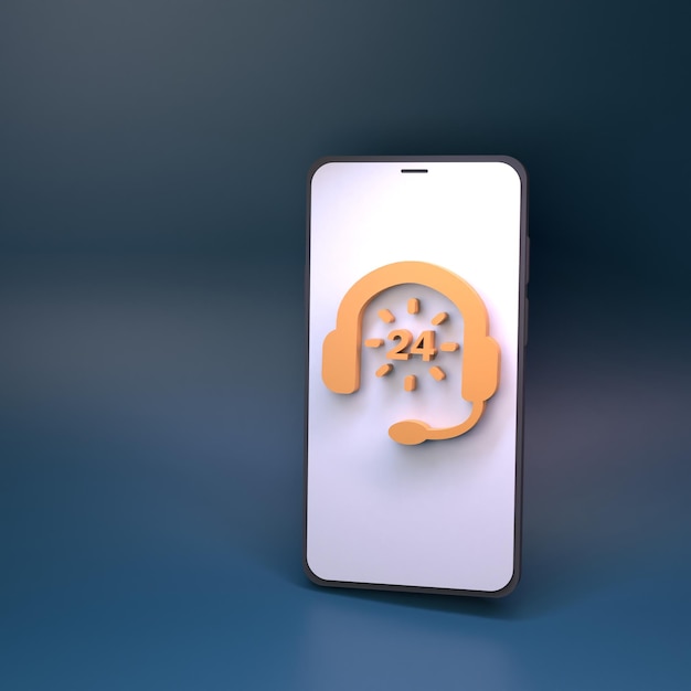 Headphones icon Call center or support concept 3d rendering illustration