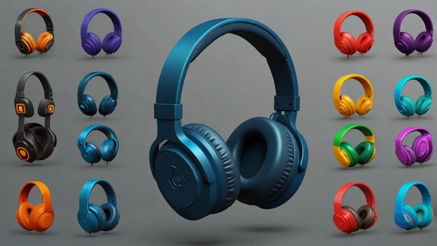 Photo headphones icons set set of headphones 3d vector icons for web design