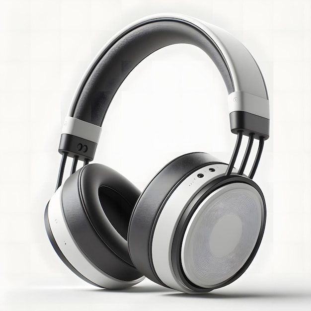 headphones on white background headphones with a black and grey band