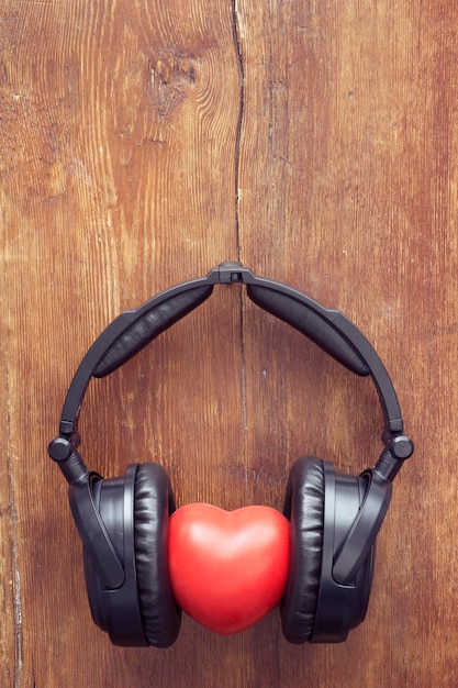 Headphones on wood