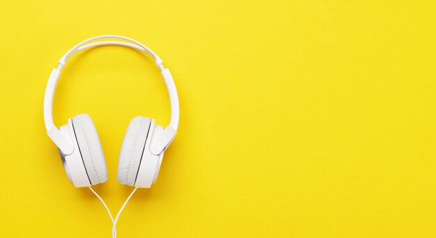 Headphones on yellow