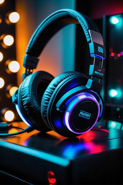 headset background with studio bokeh