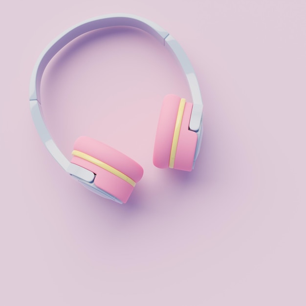 headset headphone cassettes pink background