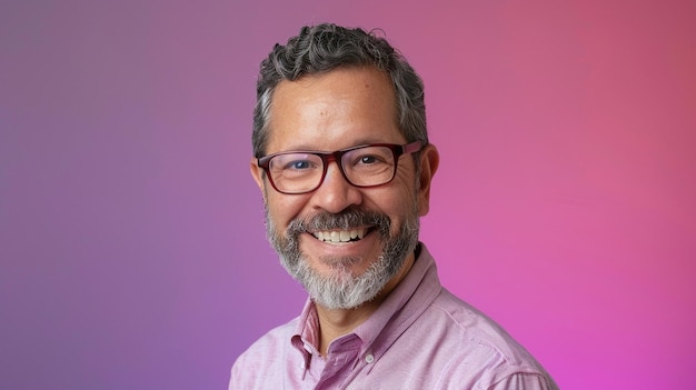 Photo headshot of a smiling advisor with solid gradient background