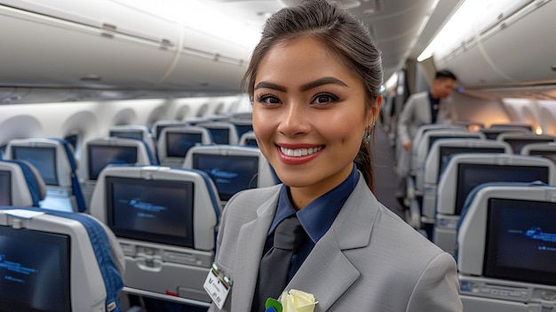 Photo headshot of a smiling flight attendant