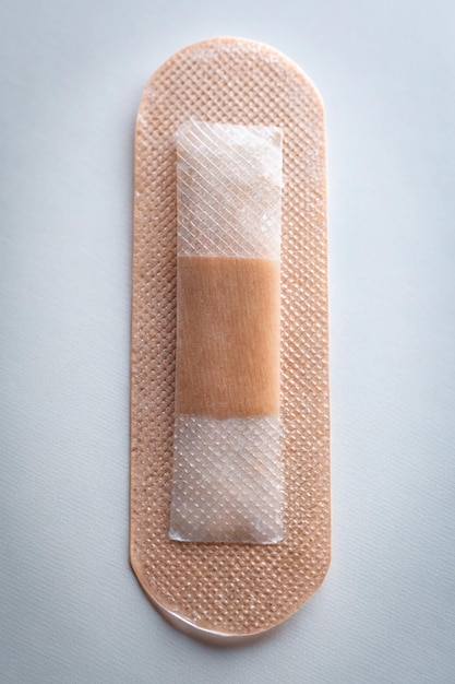 Photo healing under transparent adhesive bandage with skin texture and recovery concept