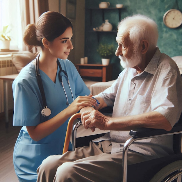 Health Care Job a nurse taking care of a senior patient2jpg