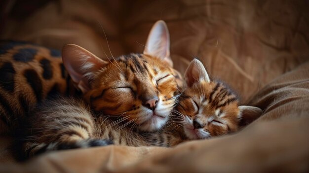 Health Concerns For Bengal Cats Are Highlighted With A Bengal Mother Tenderly Caring