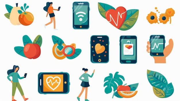 Photo health and wellness businesses in the health and wellness industry including telehealth services fitness apps organic food companies generative ai