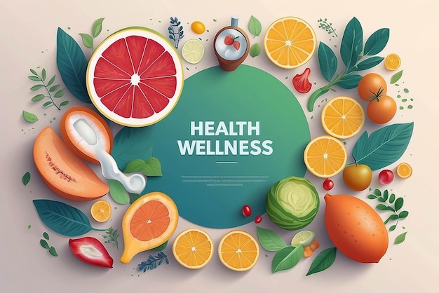 Health and wellness illustration mockup