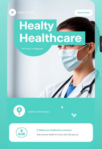 Healthcare banner or square flyer with doctor theme for social media post template