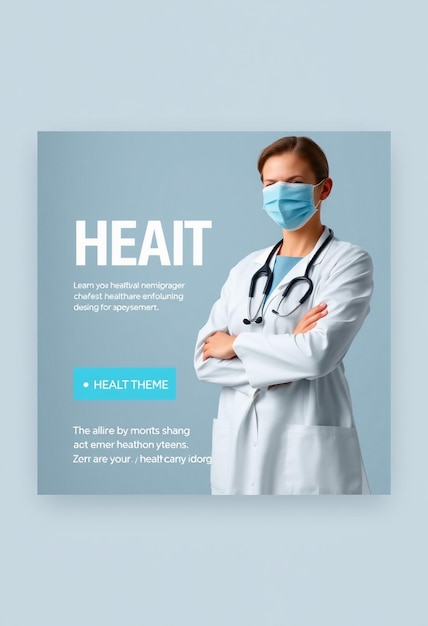 Healthcare banner or square flyer with doctor theme for social media post template