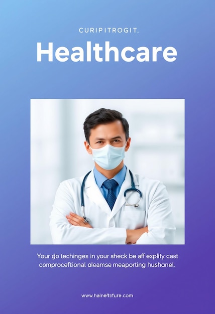 Photo healthcare banner or square flyer with doctor theme for social media post template