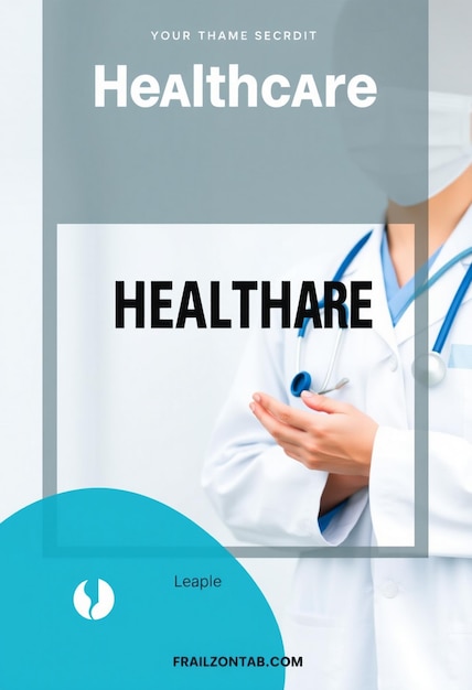 Photo healthcare banner or square flyer with doctor theme for social media post template