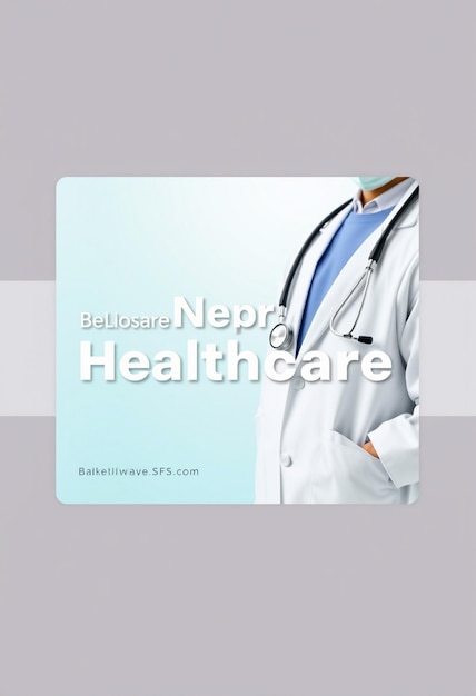 Photo healthcare banner or square flyer with doctor theme for social media post template