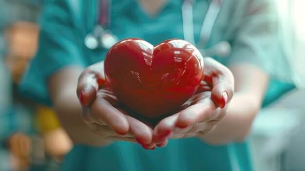 Healthcare Professional Holding a Heart Model Symbolizing Heart Health Care and Medical Support