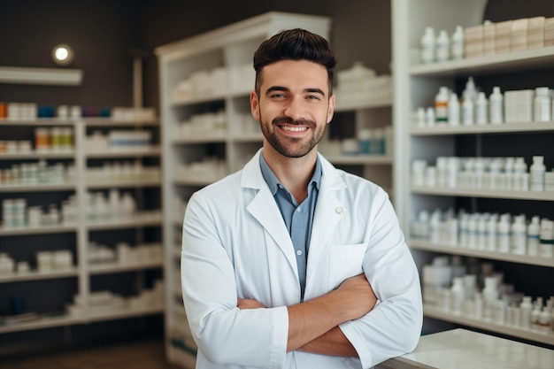 Healthcare Professional Smiling Man with Clipboard in Hospital Setting