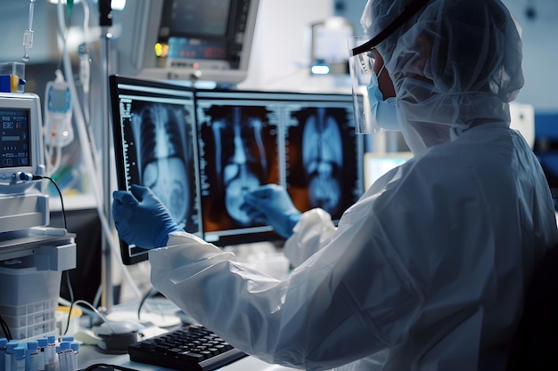 Healthcare Professional Working with Medical Imaging on Computer