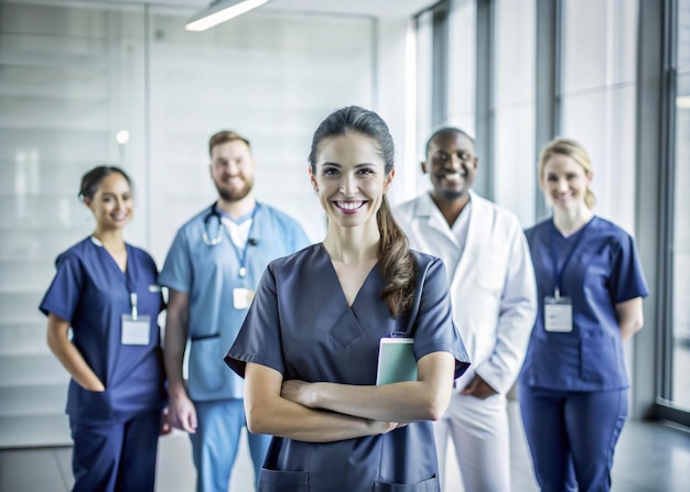 Photo healthcare team led by experienced nurses prepares for patient rounds and vital procedures