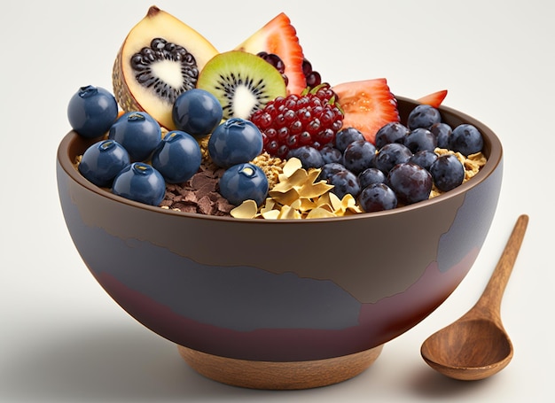 Healthy acai bowl white background