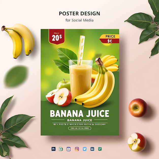 Healthy Apple and Banana Juice Promotional Banner