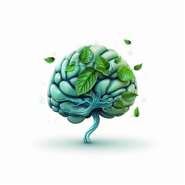 healthy brain a brain with greenery digital art