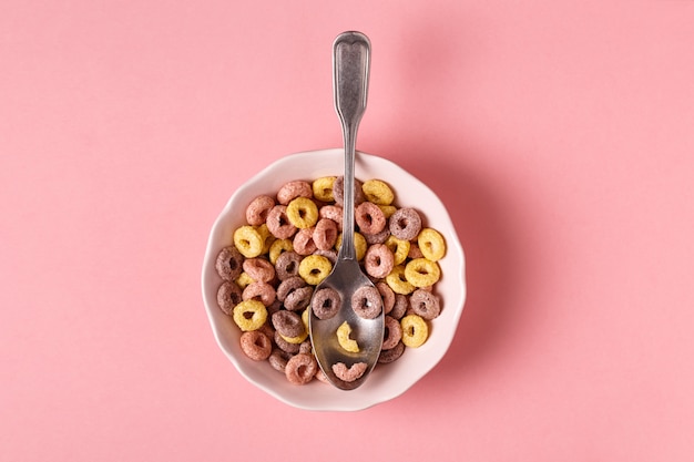 Healthy breakfast with colored grain rings