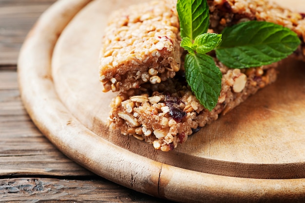 Healthy cereal bars with berry