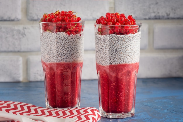 Healthy Chia Pudding with Fresh Berry Smoothie