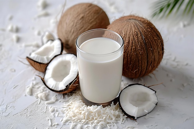 Healthy Coconut Milk Served in Glass