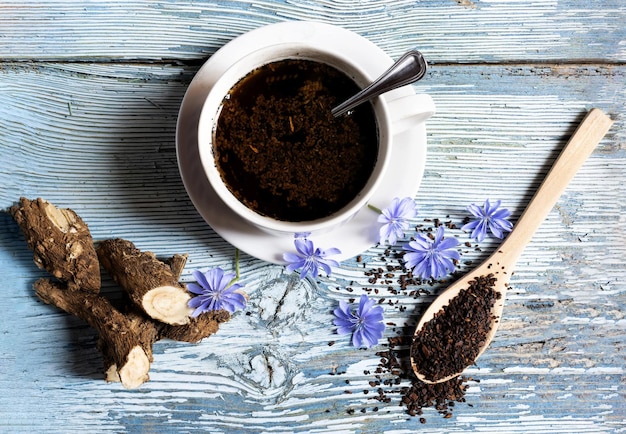 Healthy coffee substitute infusion made with chicory root