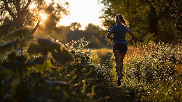 Healthy couple woman running men jogging in nature